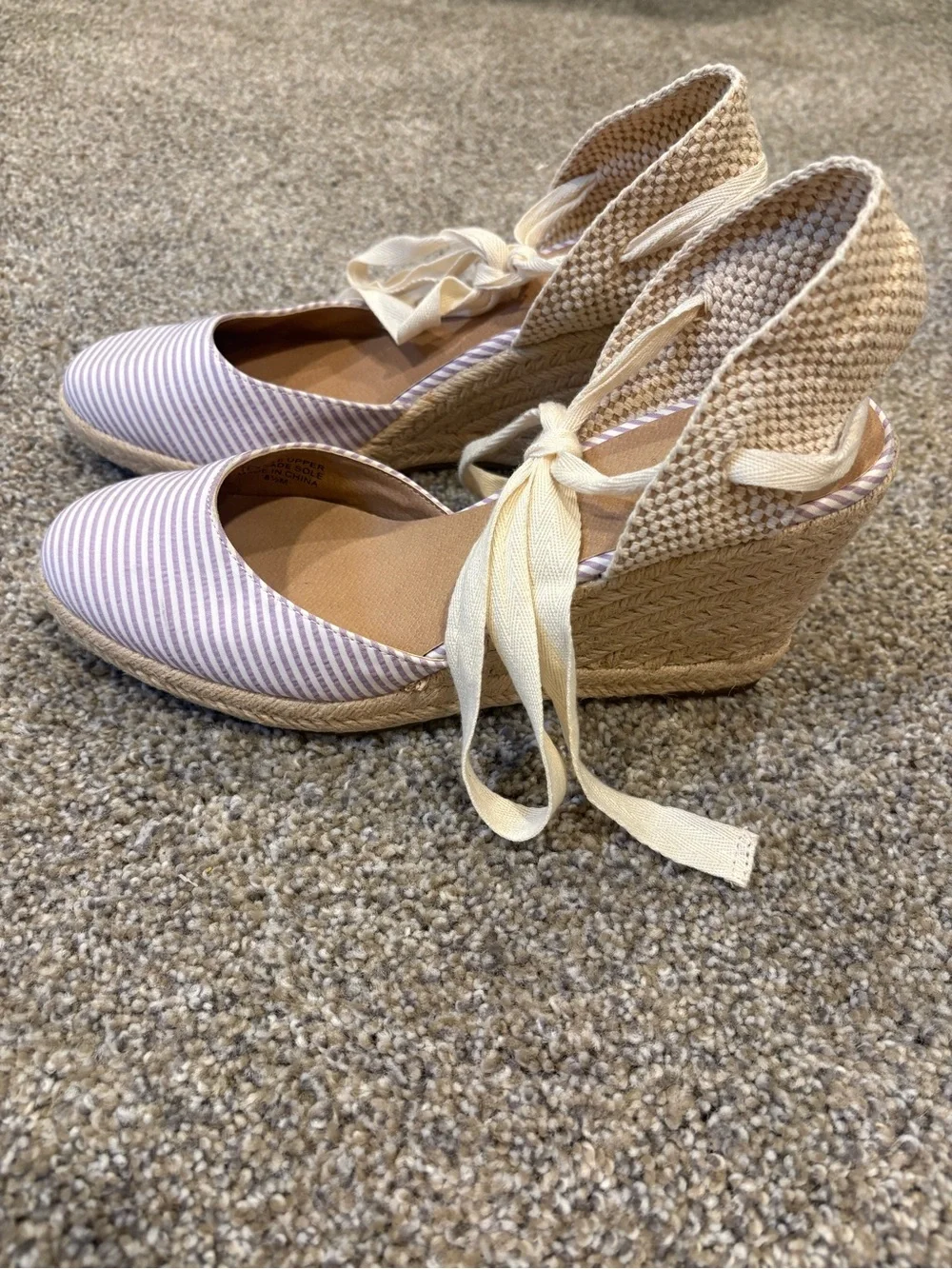 LOFT Espadrille Wedges with Lilac Striped Toe